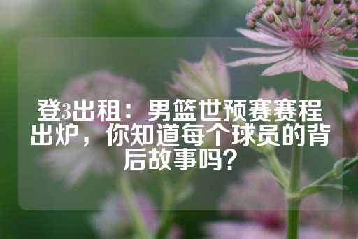 登3出租：男篮世预赛赛程出炉，你知道每个球员的背后故事吗？